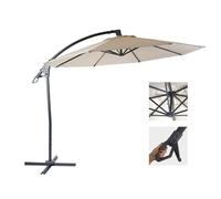 Parasol Déporté De Luxe Hwc-D14, Protection Contre Le Soleil, Ø 3m Crème / Blanc Sans Support Gris