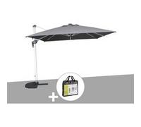 Parasol déporté droit carré Equador Ardoise avec LED avec housse de protection - 3 x 3 m - Hespéride Ardoise G