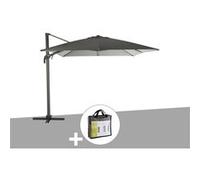 Parasol déporté et inclinable rectangule ardoise avec housse de protection Elea - 3 x 4 m - Hespéride Ardoise G