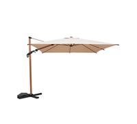 sweeek - Parasol déporté ETRETAT rectangulaire beige 3x4m. mât effet bois