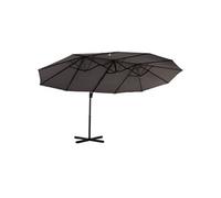 Outsunny Parasol déporté grande taille XXL inclinable avec pied en croix dim. 4,4L x 2,7l x 2,5H m piètement en métal inclus polyester gris