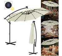 Parasol déporté - HENGMEI - Ø350cm - Aluminium - Protection UV - Eclairage LED Solaire