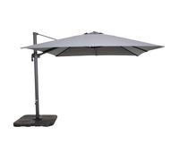 Parasol déporté inclinable 360° 3x3m et 4 dalles à remplir alu gris Malaga - Oviala