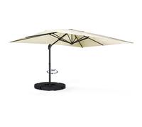 Parasol déporté inclinable rotatif 360 CALVI écru 3x4 M avec 4 dalles et housse