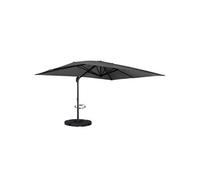 IDMarket – Parasol déporté Calvi inclinable rotatif 360° 3x4 m Gris avec 4 dalles et housse