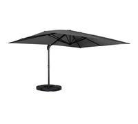 Parasol déporté inclinable rotatif 360 CALVI gris 3x4 M avec 4 dalles et housse