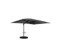 IDMarket – Parasol déporté Calvi inclinable rotatif 360° 3x4 m Gris avec 4 dalles et housse