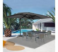 Parasol déporté inclinable rotatif 360 CALVI gris 3x4 M avec housse