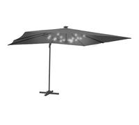 IDMarket - Parasol déporté inclinable Rotatif 360 Calvi LED Gris 3x4 M avec Housse