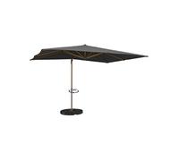 IDMARKET Parasol déporté inclinable rotatif 360 CALVI mat effet bois et toile grise 3X4M avec housse