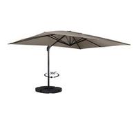Parasol déporté inclinable rotatif 360 CALVI taupe 3x4 M avec 4 dalles et housse Taupe G