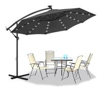 Parasol déporté - LARS360 - Ø350 cm - Aluminium - Éclairage LED solaire - Protection UV 40+