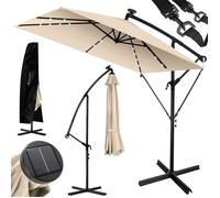 Parasol déporté LED solaire - KESSER - Ø350 cm - LED intégrées - Énergie solaire - Manivelle pratique - Protection UV