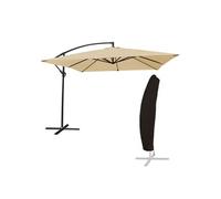 Parasol déporté MOLOKAI carré 2,7x2,7m beige + housse