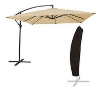 Parasol déporté molokai carré 2,7x2,7m beige + housse