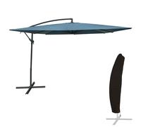 Parasol Déporté Molokai Carré 2,7x2,7m Bleu Gris + Housse Bleu