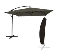 Parasol Déporté Molokai Carré 2,7x2,7m Gris + Housse Gris