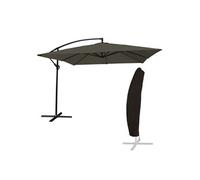 Parasol déporté MOLOKAI carré 2,7x2,7m gris + housse