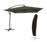 Parasol déporté MOLOKAI carré 2,7x2,7m gris + housse