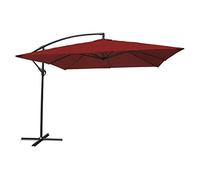 Parasol déporté Molokai carré 2.7x2.7m Rouge avec manivelle. Parasol déporté inclinable, Rabattable et Rotatif.