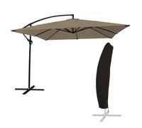 Parasol Déporté Molokai Carré 2,7x2,7m Taupe + Housse Marron