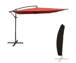 Parasol Déporté Molokai Carré 2,7x2,7m Terracotta + Housse Orange