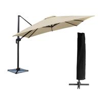 Parasol déporté MOLOKAI carré 3x3m beige + housse