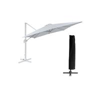 Parasol déporté MOLOKAI carré 3x3m blanc + housse