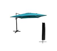 Parasol déporté MOLOKAI carré 3x3m bleu + housse