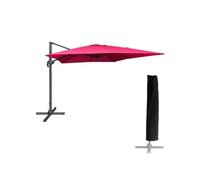 Parasol déporté MOLOKAI carré 3x3m fuchsia + housse