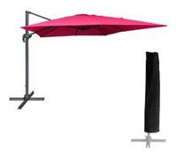 Parasol déporté MOLOKAI carré 3x3m fuchsia + housse Fuchsia G