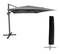 Parasol déporté MOLOKAI carré 3x3m gris + housse Gris G