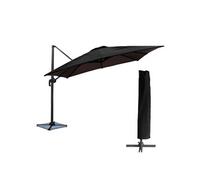 Parasol déporté MOLOKAI carré 3x3m noir avec manivelle. Parasol déporté inclinable, rabattable et rotatif avec housse de protection.