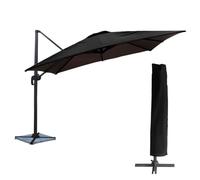 Parasol déporté MOLOKAI carré 3x3m noir + housse