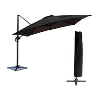 Parasol déporté MOLOKAI carré 3x3m noir + housse