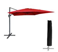 Parasol Déporté Molokai Carré 3x3m Rouge + Housse Rouge
