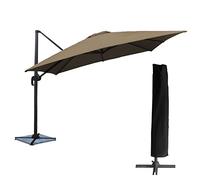 Happy Garden Pack Parasol déporté carré 3x3m inclinable Taupe + bâche