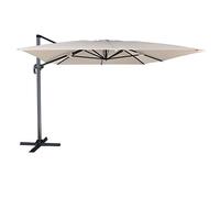 Parasol déporté Molokai rectangulaire 3x4m Beige avec manivelle. Parasol déporté inclinable, Rabattable et Rotatif avec Housse de Protection.