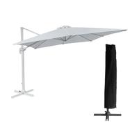 Parasol déporté MOLOKAI rectangulaire 3x4m blanc + housse