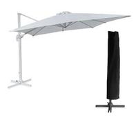 Parasol déporté MOLOKAI rectangulaire 3x4m blanc + housse
