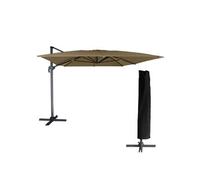 Parasol Déporté Molokai Rectangulaire 3x4m Taupe + Housse Marron