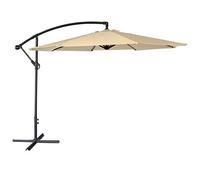 Parasol déporté OAHU Rond 3,50m de diamètre Beige avec manivelle. Parasol déporté inclinable et Rabattable.