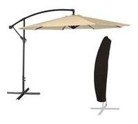 Happy Garden Parasol déporté OAHU Rond 3,50m de diamètre Beige avec manivelle. Parasol déporté inclinable et Rabattable avec Housse de Protection.