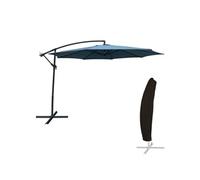 Parasol déporté OAHU rond 3,50m de diamètre bleu gris + housse
