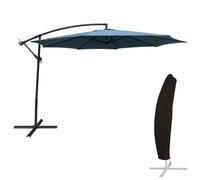 Happy Garden Parasol déporté OAHU rond 3,50m de diamètre bleu gris manivelle. Parasol déporté inclinable et rabattable avec housse de protection.