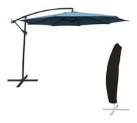 Parasol déporté OAHU rond 3,50m de diamètre bleu gris + housse Bleu clair G