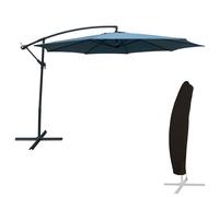 Parasol déporté OAHU rond 3,50m de diamètre bleu gris + housse Gris