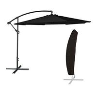 Parasol déporté OAHU Rond 3,50m de diamètre Noir avec manivelle. Parasol déporté inclinable et Rabattable avec Housse de Protection.