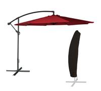 Parasol Déporté Oahu Rond 3,50m De Diamètre Rouge + Housse Rouge