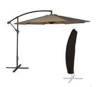 Parasol déporté OAHU rond 3,50m de diamètre taupe + housse